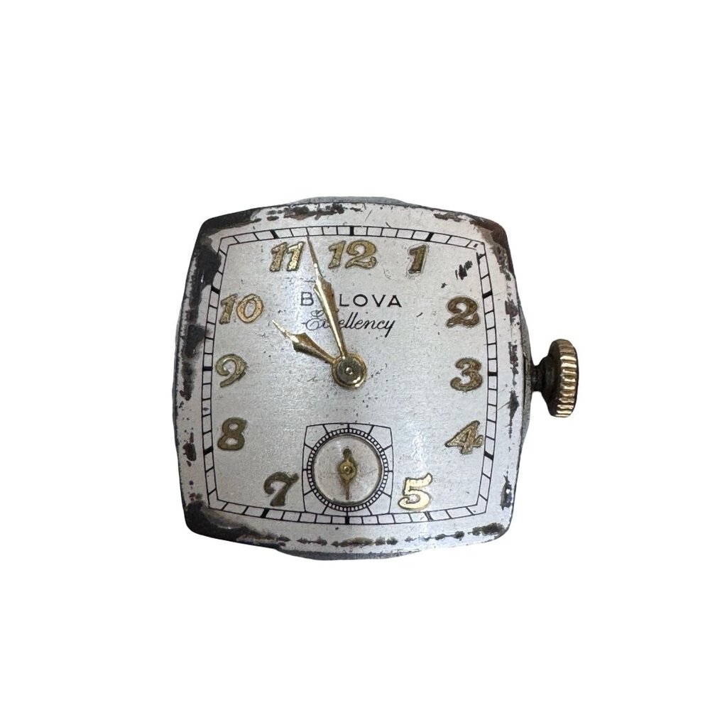 Vintage Bulova Excellency Watch Movement Dial 21 Jewels Manual Wind Parts Repair